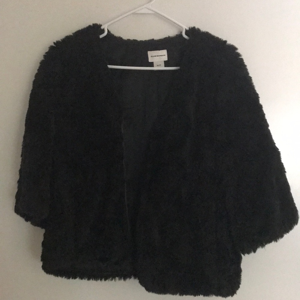 Club Monaco black faux fur coat